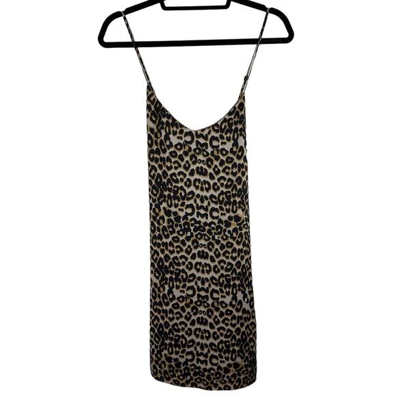 Rebecca Minkoff Leopard Print Spaghetti Strap Adjustable Mini Slip Dress 10 - Picture 1 of 4